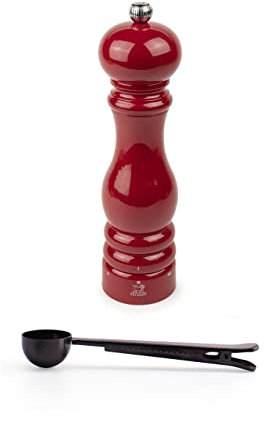 Peugeot Paris u'Select Pfeffermühle, Geschenkset, 22,9 cm, Passion Red – mit Gewürzschaufel/Beutelclip aus Edelstahl (Pfeffermühle mit Schaufel)