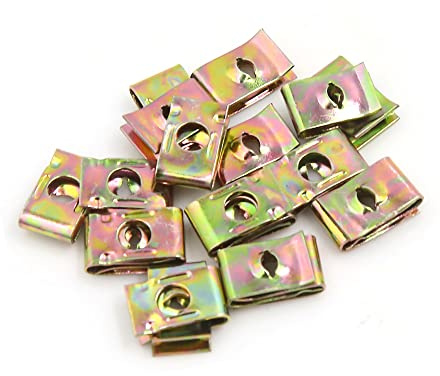 A ABSOPRO U-Type Clip 3mm Hole Spring Retainer Screw Rivet Black 20pcs | 17 x 11 x 5mm, fixing wires/cables on the car door/dashboard pannel, Black