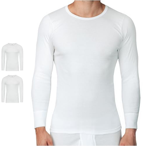 SES Camiseta de manga larga para hombre, paquete de 2 unidades, tallas S - 4XL / acanalado fino, camiseta de manga larga para hombre, de mezcla de algodón y poliéster de alta calidad, camiseta de