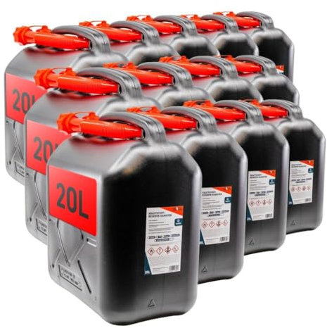 KOVA® 18x Benzinkanister 20L SCHWARZ Kunststoff Dieselkanister Reservekanister Kraftstoffkanister 20 Liter Wasserkanister für Benzin Diesel Wasser AdBlue 20-Liter-Kanister Außgießer 20 ltr Petrol Can