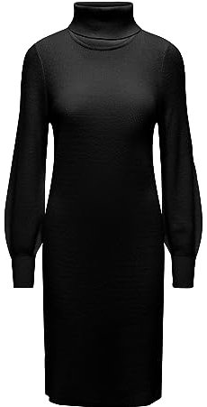 ONLY Damen Onlsasha L/S Rollneck Dress KNT Noos, Schwarz,S