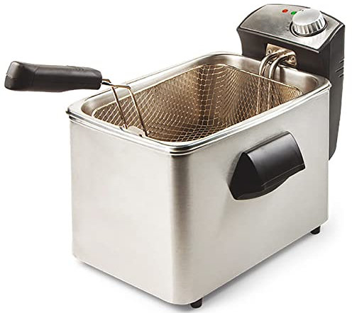 Mini Freidora Freidora De Grasa Profunda De Acero Inoxidable Con Control De Temperatura Cesta De Aceite Extraíble Para Cocinar Papas Fritas, Pollo Frito, Aros De Cebolla, Rollos De Huevo ( Color : 3L