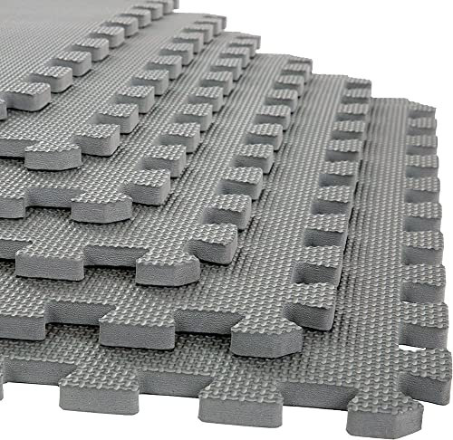 Soft Foam Exercise Floor Mats, Interlocking Puzzle EVA mat tiles For Gym, Garage, Home, Office, Workouts, Yoga, Kids Play, Weights and workout Studio - 60 x 60cm (36 Mats - 144 Sq Ft)