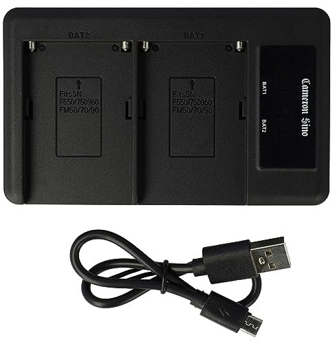 vhbw Dual Charger compatible with Hitachi M-BPL30, VM-BPL13, VM-BPL13A, VM-BPL13J, VM-BPL27 Camera Battery Camcorder - Cradle + Micro USB Cable