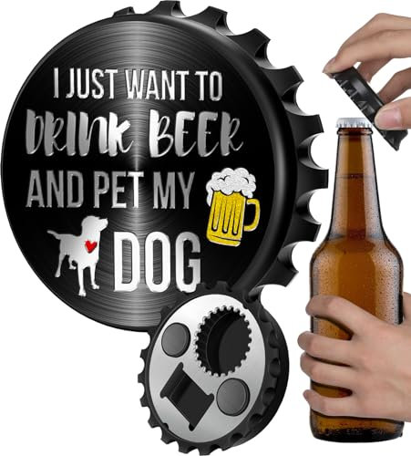 Buleens Iron Magnetic Bottle Opener for Fridge, Beer Bottle Opener with Funny Stickers, Durable, Lightweight, Gift for Beer Lovers, Black