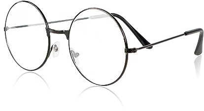 BHGT Weihnachtsmann Brille Rund Retro 60er 70er Jahre Hippie Brille Partybrille Nikolaus Weihnachten Kostümzubehör Accessoires für Karneval Fasching Mottoparty (Schwarz)