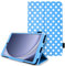 TECHGEAR Custodia in pelle per Samsung Galaxy Tab A9 8,7 (SM-X110 / SM-X115) Premium PU pelle sottile Folio Stand Case Cover con cinturino da polso [Polka/Blu]