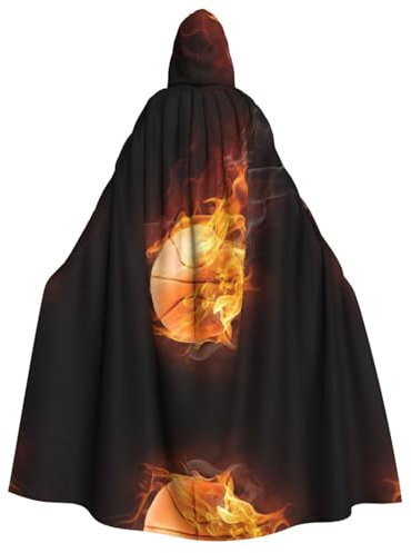Miniks Basketball bedruckter Kapuzenumhang Weihnachten Verkleidung Halloween Cosplay Kostüm für Erwachsene, Basketball, Einheitsgröße