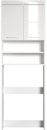 AVANTI TRENDSTORE Tolentino - Armadio per lavatrice da bagno in legno laminato di colore bianco lucido. Arredamento da Bagno Moderno. Dimensioni: LxAxP 63x187x24 cm.