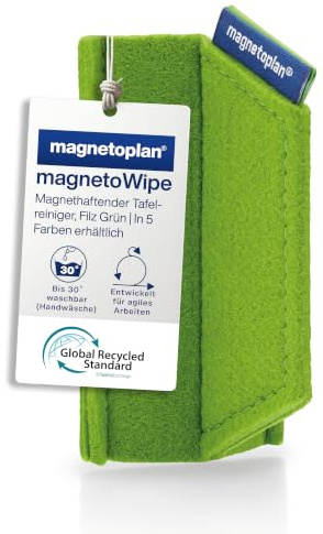 magnetoplan magnetoWipe ecoAware, magnetischer Tafellöscher aus Filz, grüner Tafelwischer aus recycelten PET-Flaschen