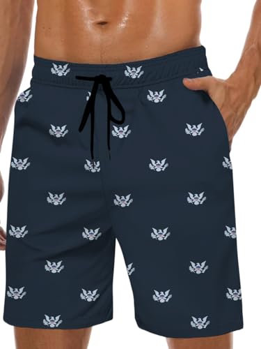 Lzzidou Short de bain patriotique pour homme Motif drapeau américain 4 juillet Short de plage doublé à séchage rapide, Sceau patriotique, XX-Large