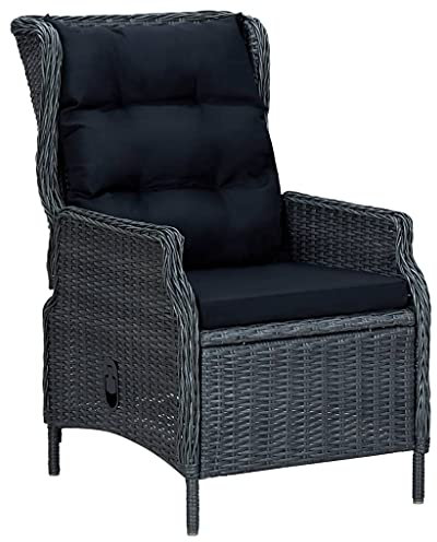 kettler gartenstuhl,gartenstühle wetterfest,Garten klappstuhl,Verstellbarer Gartensessel mit Auflagen Poly Rattan DunkelgrauGeeignet für Garten, Terrasse, Esszimmer