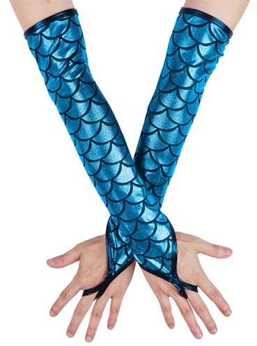 DHSBGWSX 1 Paar Fischschuppen-Handschuhe, Damen-Meerjungfrau-Kostüm, Damen-Fischschwanz-Oberteil, Damen-Meerjungfrau-Accessoires, Fischkostüm, Damen-Unterwasserwelt