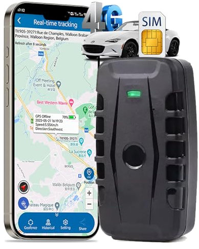 4G GPS Car Tracker, Zeerkeer GPS Tracker Real Time Tracking 20000mAh Long Battery Life GPS Tracker Magnetic Waterproof 6 Months Route History GPS Tracker Device with Free APP