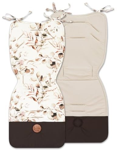 Sitzauflage Buggy Einlage Kinderwagen Zubehör - Sitzunterlage Auto Kindersitz Sitzpolster für Babyschale Fahrradanhänger Baby Sitzauflagen und Unterlage 75x35 cm Blätter