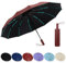 Jokisa Regenschirm Sturmfest - 12 Rahmen Faltender UV Schirm Automatik Auf und Zu, Reise Umbrella mit Verstärken Windfest Stabil Fiberglas Rippenfür Rucksack Auto Koffer (Weinrot)