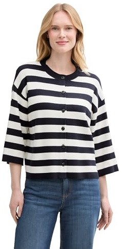 Tom Tailor Damen Cardigan mit Streifenmuster