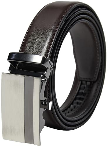 PHILIPSONS Gürtel Herren, Gürtel Ratsche Ledergürtel Automatikschließe für Herren Anzug Business Kleidung, Breit 30mm, Größe Angepasst, Braun