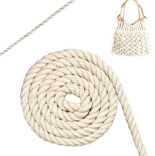 LURNODY 6MMx8M/0,23x314,9 Pouces Corde Macramé Corde Epaisse Corde Decoration, pour Les Bricolages, Les Hamacs, Les Suspensions de Plantes, La Décoration Intérieure, Les Projets Faits à La Main