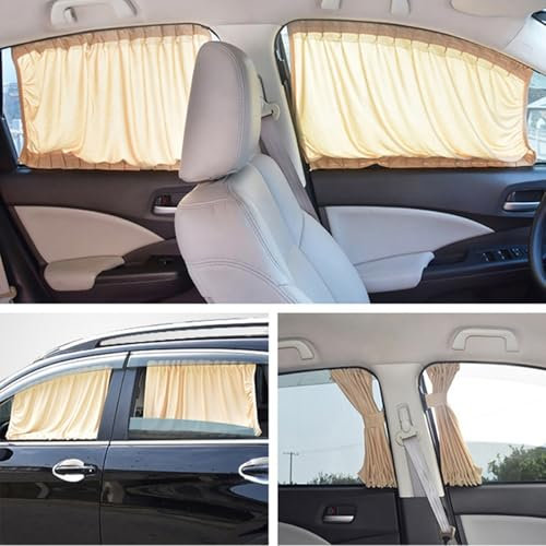 Sonnenschutz fürs Auto Vorhang für Benz GLE (V167 C 167) GLS (X167), Abnehmbarer Auto Trennvorhang, Blockieren Von UV-Strahlen Und Hitze, Schützt Kinder,- Beige-50 x 39 cm