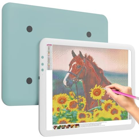 JSKLAMP A3 Rechargeable Ultra-lumineux Tablette Lumineuse pour Dessiner, Bouton Physique Tableau Lumineux, Tableau Lumineux Dessin, LED Light Pad avec Luminosité Réglable pour Peinture Diamant,