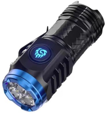 RBSN Linterna de Monstruo de Tres Ojos, Mini Linterna de Superpotencia con Flash, Mini Linterna, pequeña Linterna LED Recargable y Potente(Silver)