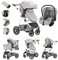 Kakbgee 3-in-1 Kinderwagen | Kombi-Kinderwagen mit ECE R129 Babyschale | Buggy mit Höhenverstellbarem Griff | Aluminium-Rahmen | Moskitonetz | für Neugeborene 0-4 Jahr