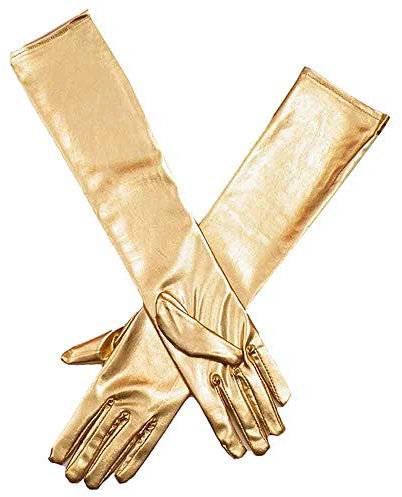 Winter Handschuhe Dame Frauen Mädchen aus Handschuhe 𝐖eiß Lang KostüM (Gold, One Size)