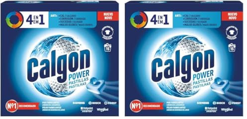 Calgon Powerball Pastillas - Antical para la Lavadora, Elimina Olores y Suciedad, en formato pastillas, 15 unidades (Paquete de 2)