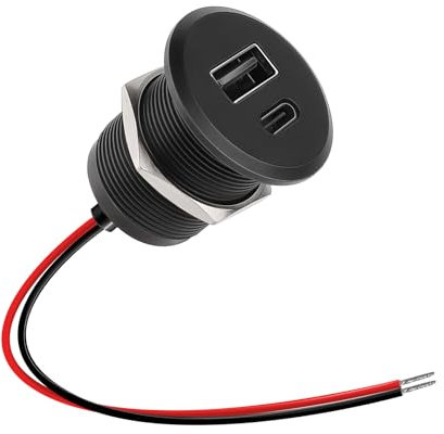 CamperXlite 24W 12V USB Steckdose Wohnmobil -QC 3.0 et PD 3.0, Aluminium Yacht USB Dose KFZ Schnellladegerät für Wohnwagen Anhänger Van LKW Boot (1 STK.)