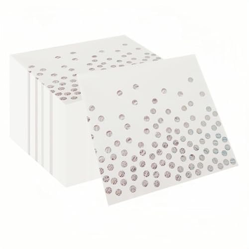 100PCS White and Silver Polka Dot Party Napkins, CEILIWEN 33x33CM Silver Napkin Serviettes, Cocktail Napkins Party Napkins Dinner Napkins Serviettes
