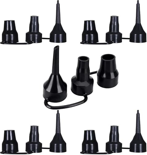 5 Stück schwarze Ersatzdüsen elektrische Luftpumpe, 3 Größen Kunststoffdüsen Kopf für Luftbett, aufblasbarer Pool-Sofa-Schwimmring, Matratze, Campingkissen, Spielzeug, Luftballons, Yoga-Bälle