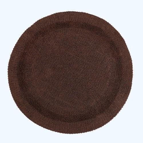 HOMESCAPES Round Bathroom Mat, Luxury 1600gsm Extra Soft 100% Cotton, Reversible Bath Mat Non-Slip, Washable, Super Absorbent, Quick-Dry, Chocolate Round Bathroom Rug, 80cm