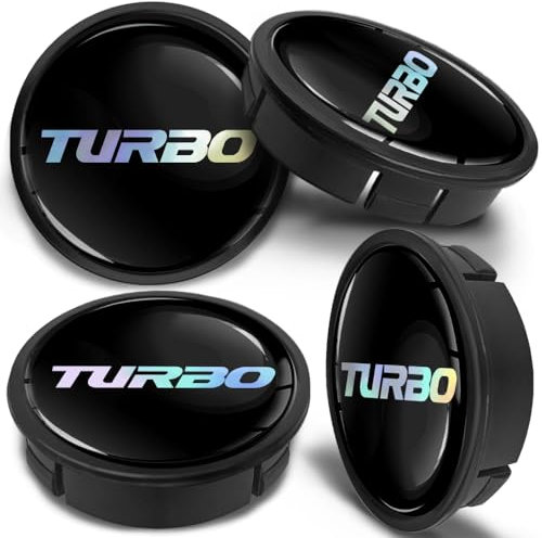 SkinoEu 4 x 60 mm ABS Auto Alufelgen Center Universal Felgen Nabenkappen mit Silikon Aufkleber Auto Tuning Logo Emblem Hologramm Turbo CX 64