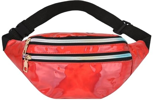 Gyios Bauchtasche Damen Pennerbeutel Mit Verstellbarem Riemen, Glattes Reißverschluss, Wasserdicht-rot