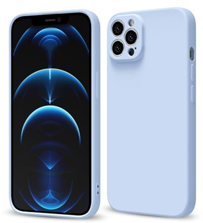 Svaove for iPhone 12 Pro Max Phone Case Liquid Silicone, Thin Ultra Slim Minimalist Phone Cover, Girly Cute Plain Bright Solid Color Matte Soft Rubber Jelly Gel Plastic TPU Bumper, Light Blue