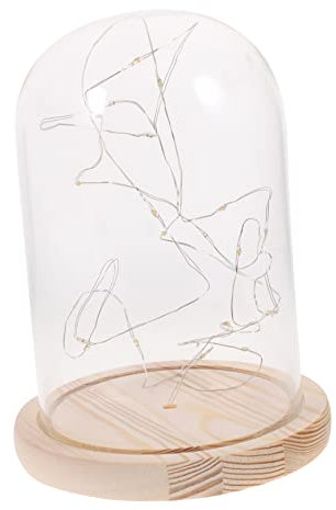 GETAJGHSD Lampe De Chevet Led Avec Guirlande Lumineuse Étoilée, Abat-jour En Verre Transparent Avec Base En Bois Naturel, Éclairage Blanc Chaud Usb, Lampe Décorative Pour Chambre Et Salon