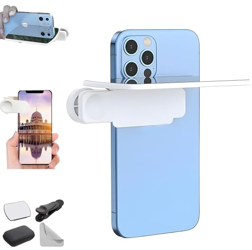Spiegelreflexion für iPhone, Smartphone-Kamera-Spiegelreflexions-Clip-Kit, HD-Glasspiegel für Telefon zur Verwendung der Rückkamera, tragbare Spiegel für iPhone-Rückkameras Fotografie (Weiß)