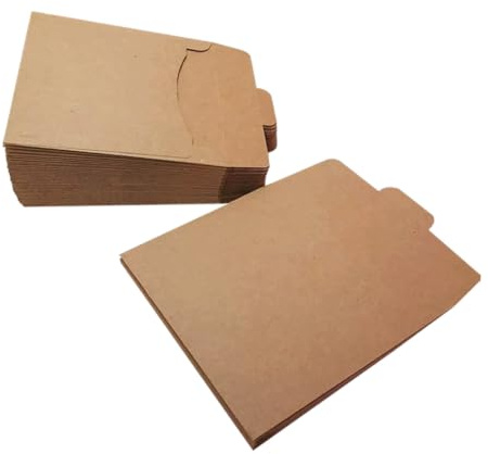 FUNOMOCYA 50 Stück Braune Papiertüten aus Kraftpapier mit Henkel Multifunktionale CD Hüllen und Dokumententaschen Robuste Aktenumschlag Taschen für Büro und Versand