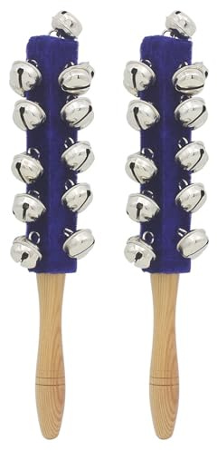 2 x Musik-Percussion-Glocken, Holzgriff, Schlitten, Weihnachtshand, 21 Percussion-Instrumente, Stab-Shaker