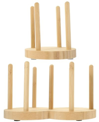 Gadpiparty 2 Stück Bambus Papierbecherhalter Natürlicher Einweg Becher Organizer mit Ablagefach für Kaffeebecher Deckel und Milchtee Stabiler Küchen Bürohalter für Tägliche Nutzung