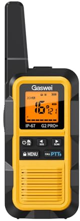 Gaswei G2Pro+ wasserdichte Walkie Talkie Set für Erwachsene | PMR446 Funkgerät mit Doppel-PTT,SOS-Alarm,VOX,FM Radio,Schwimmfähig für Bergsteigen,Reisen,Baustelle,Angeln & Camping