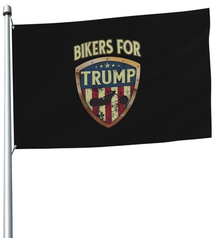 Fahne Trumps Biker-Logo Flagge Wetterbeständige Doppelnaht Flaggen Für Innenhof Haus Balkon 90X150Cm
