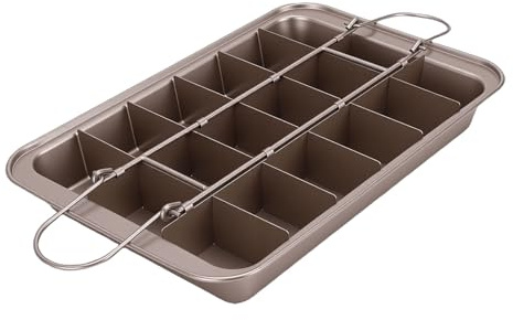 Hztyyier Brownie Pan, Carbon Steel Nonstick Bakeware Tray with Metal Divider for Pre Cut Brownies, Cupcakes and Bread Baking
