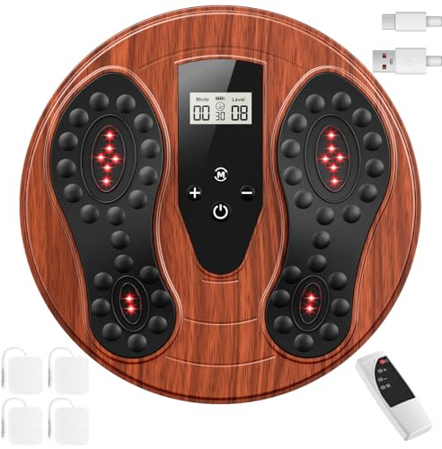 Medic Durchblutungs-Stimulator Füße Beine, EMS Fußmassagegerät mit Rotlichttherapie (660 nm + 850 nm), Elektrische FußMassagegeräte mit 4 TENS Elektrodenpads, zur Verbesserung der Durchblutung