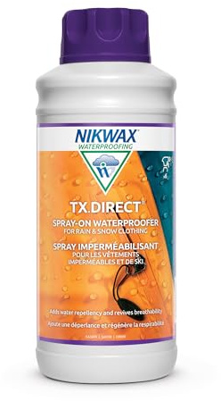 Nikwax TX.Direct Spray-On Waterproofing, 1000ml Refill, High Performance Waterproofing Renewal Treatment Restores DWR Water Repellency in Jackets, Outerwear, Rain, Ski and Snow Gear