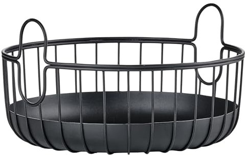 Zone Denmark Inu Korb zur Aufbewahrung, Kleiner Aufbewahrungskorb für Küche, Bad, Home-Office, aus Metall, Durchm. 22 cm, Höhe 8 cm, Schwarz