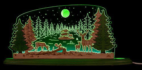 weigla - Schwibbogen original Erzgebirge I Motiv Waldidylle I Dekoleuchte I LED-Lichterbogen I Größe 47 x 22 x 8,2 cm I Inklusive Beleuchtung I Deko innen I aus Holz & Acryl