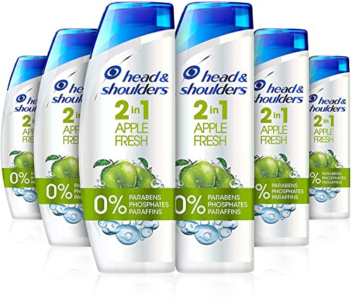 Head & Shoulders Apple Fresh Clarifying Anti-Schuppen 2-in-1 Shampoo und Conditioner für juckende Kopfhaut, parabenfrei, 450 ml, 6 Stück, klinisch bewährte Tiefenreinigung