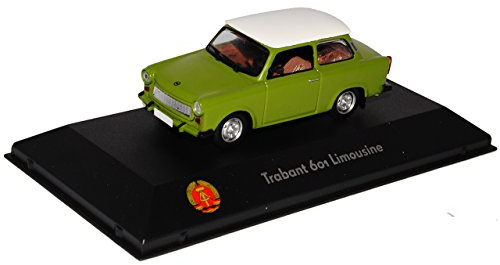 Atlas Trabant 601 Limousine Grün Weiss DDR 1/43 Modell Auto mit individiuellem Wunschkennzeichen
